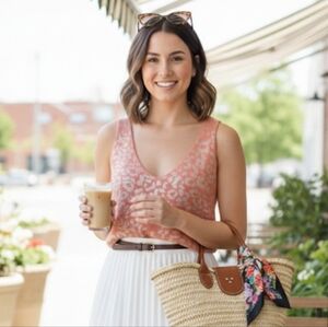 Salmon and Gold Leopard Print Sleeveless Top Size Medium /Large